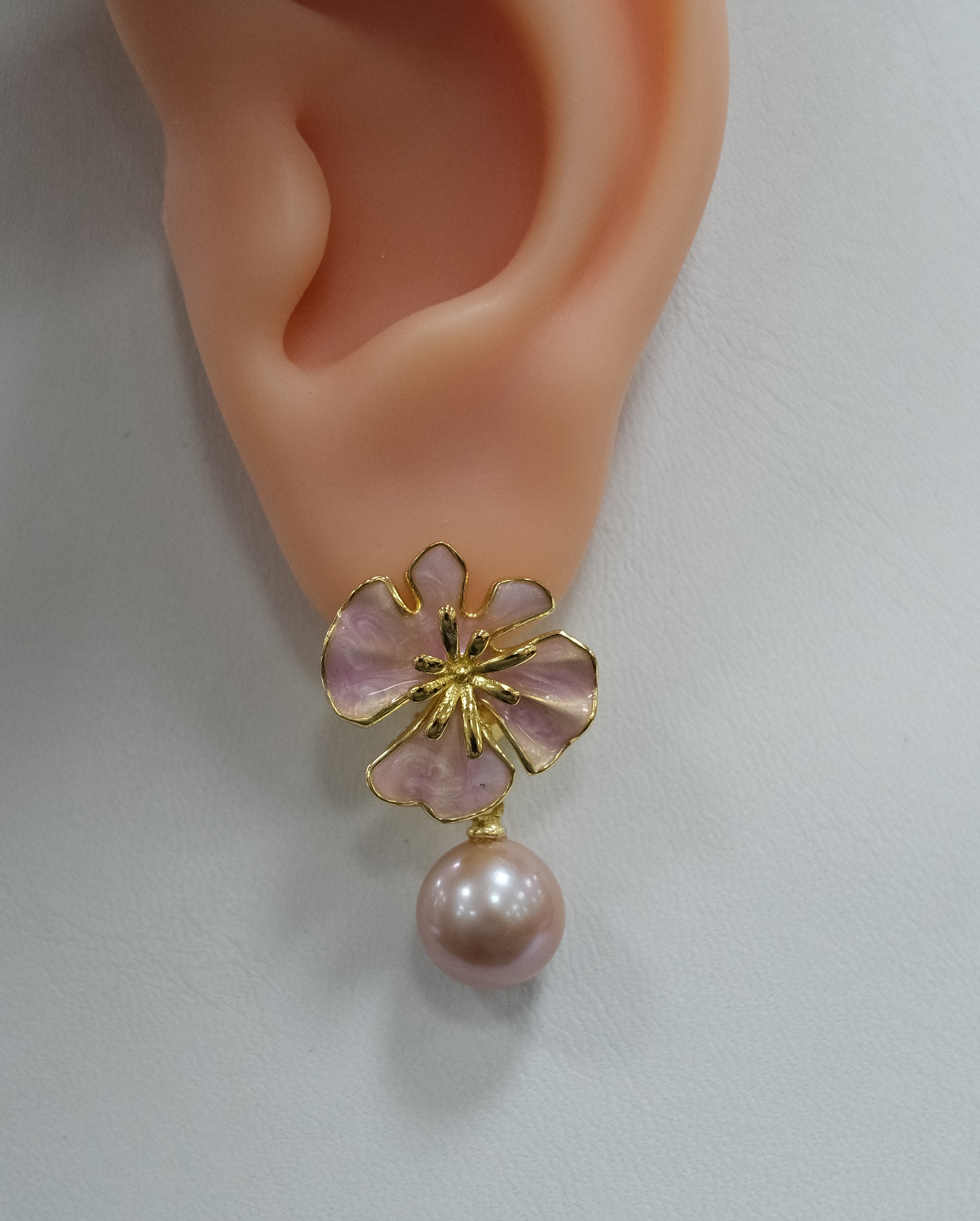 Серебряные серьги с жемчугом Эдисон "Цветы"